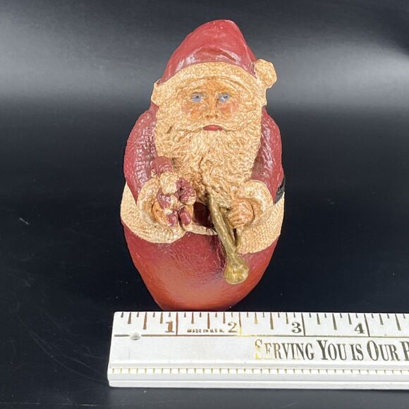 Vintage Folk Art Resin Santa Claus Old World with Trumpet Signed 1989 MF. S7619 - Picture 10 of 14